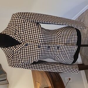 Stylish Black and White Checkered Women's Jacket Vintage 1950s